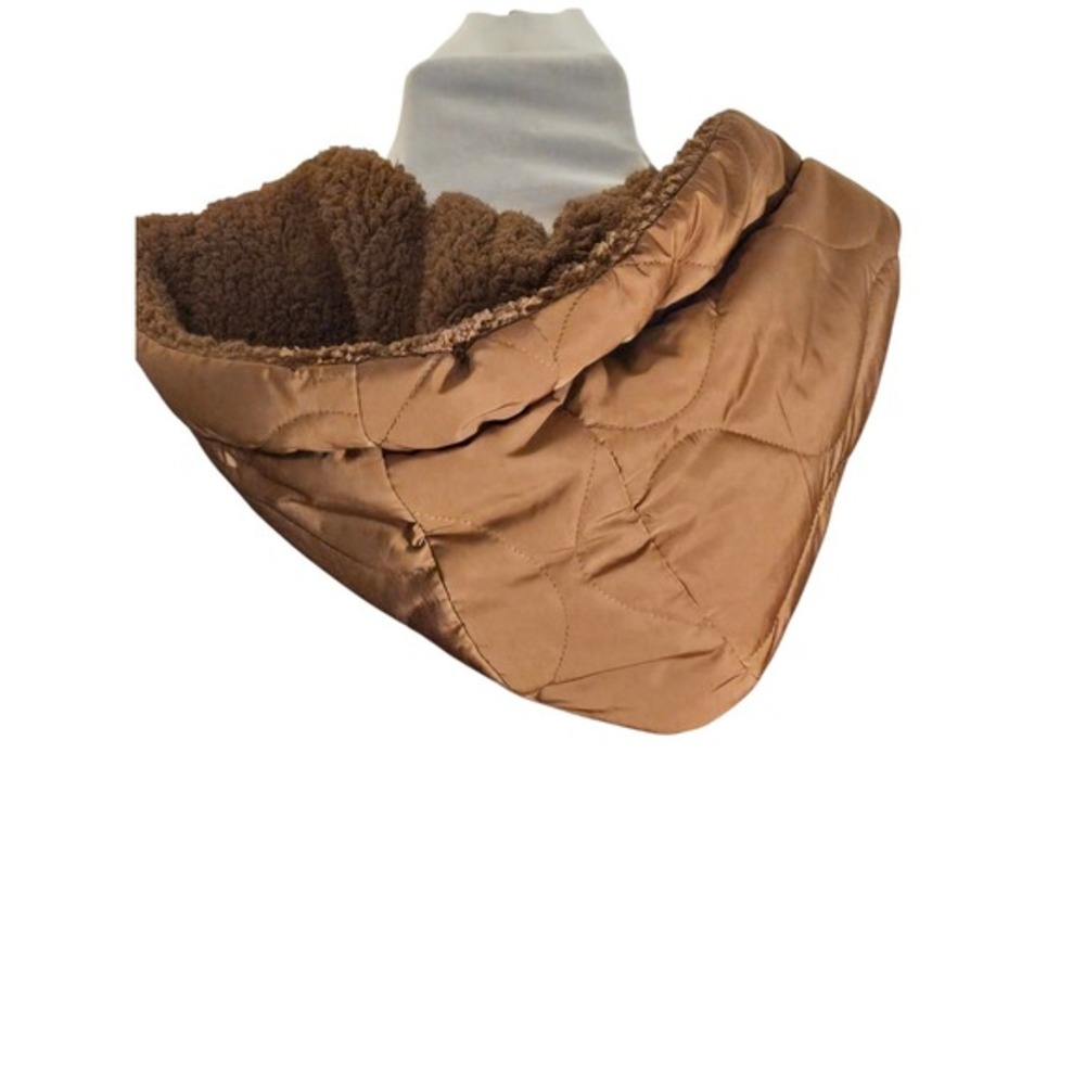 Love Tree Womens Hooded Sherpa Faux Fur Quilted Lined Jacket S NWT Brown/Caramel - Picture 4 of 6